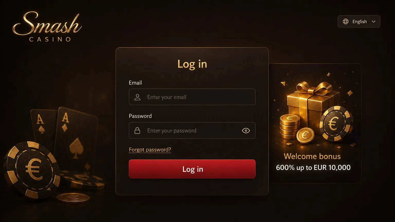 Login options for Smash Casino login