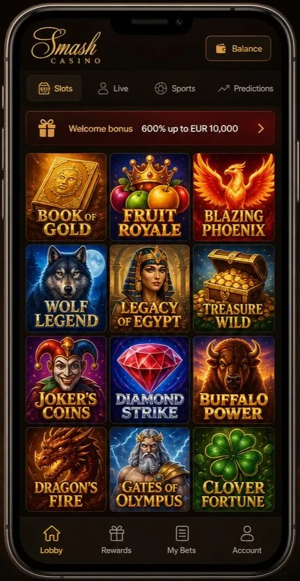 Full range of games on mobile - Smash Casino app